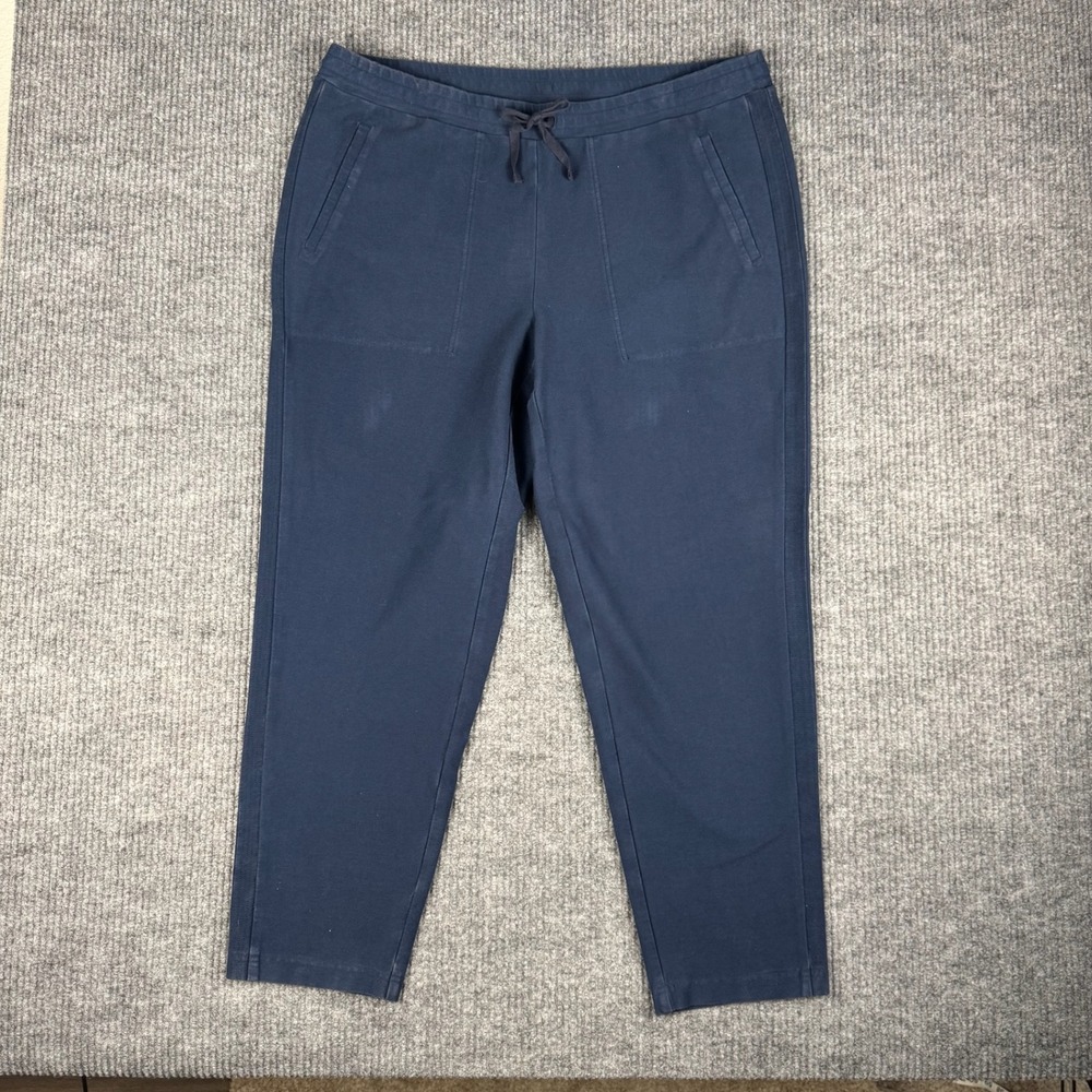 J Jill Pants Womens XL Navy Blue Knit Pull On Drawstring Stretch Pockets Lounge